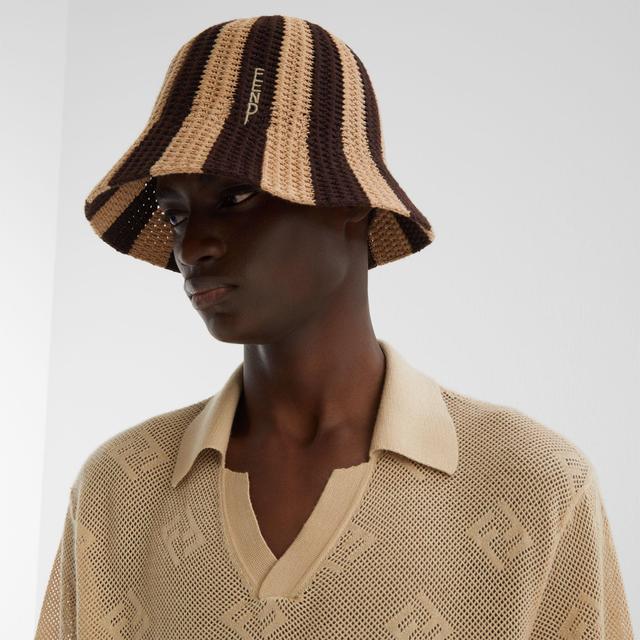 HatBrown crochet Pequin bucket hat Product Image