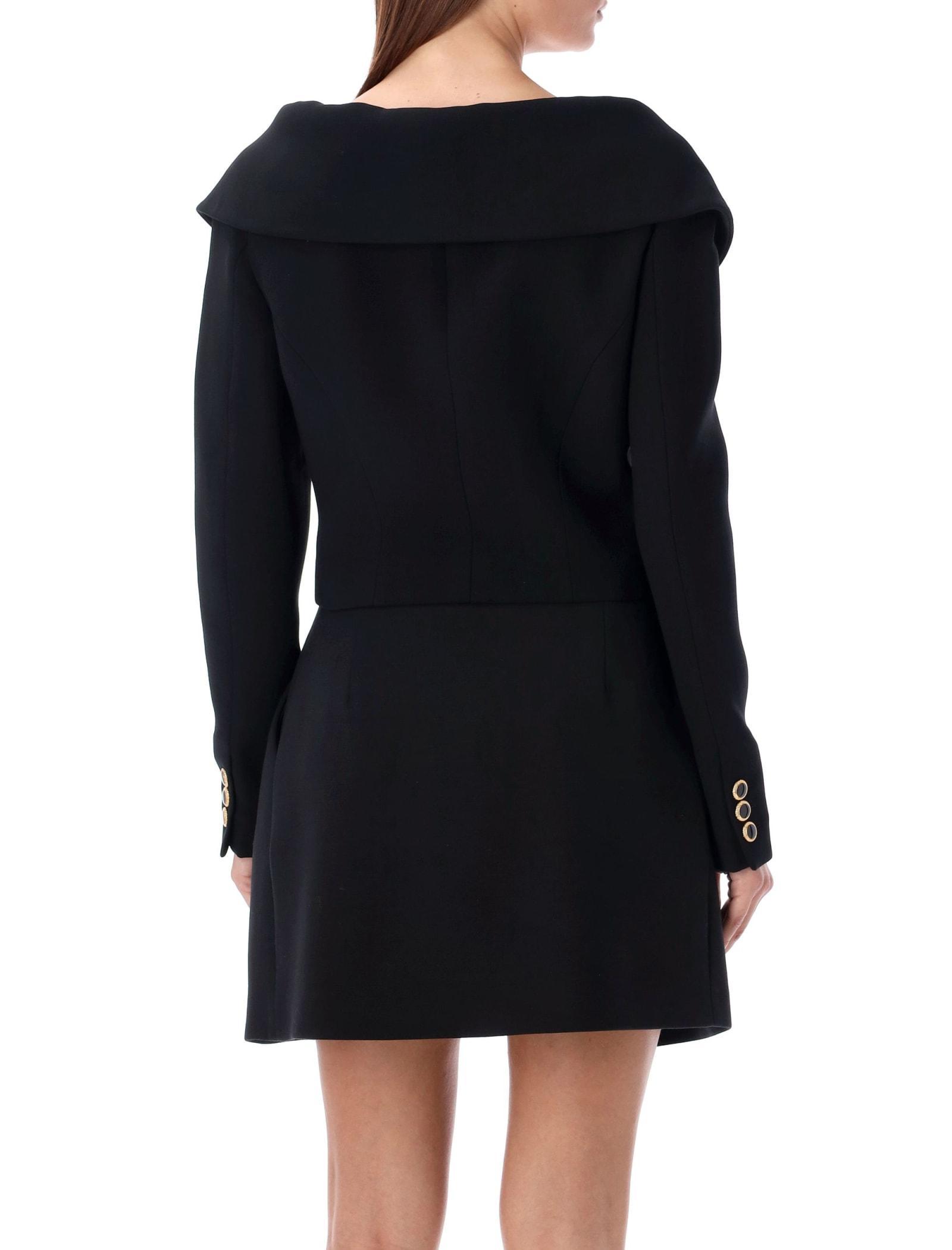 ALESSANDRA RICH Off Shoulder Blazer In Black Product Image