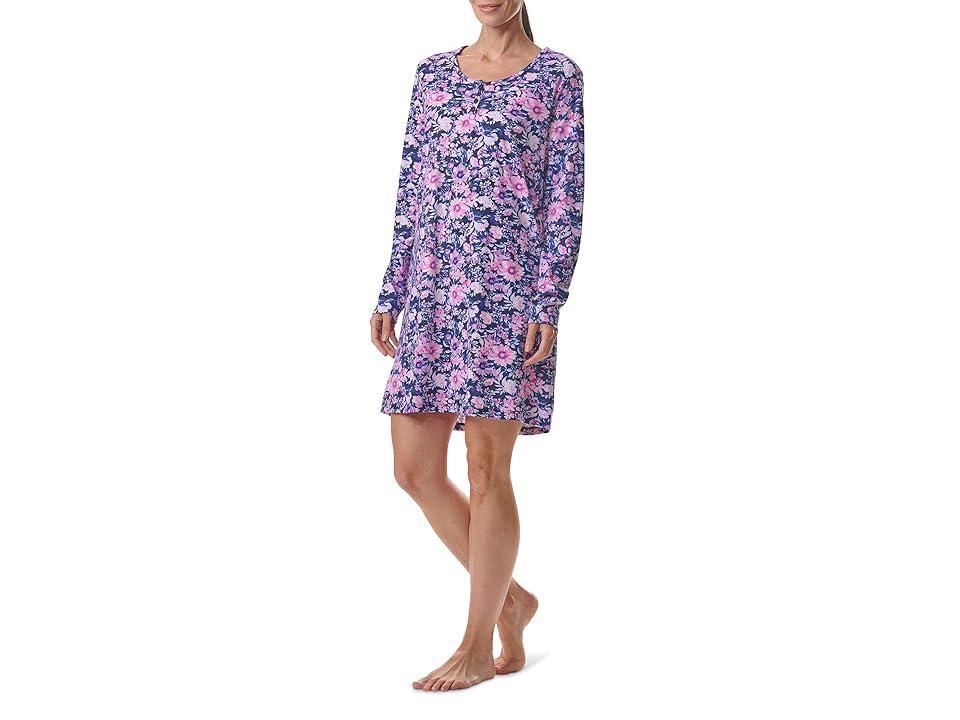 Karen Neuburger Long Sleeve Nightshirt With Lace Floral) Women's Pajama Product Image