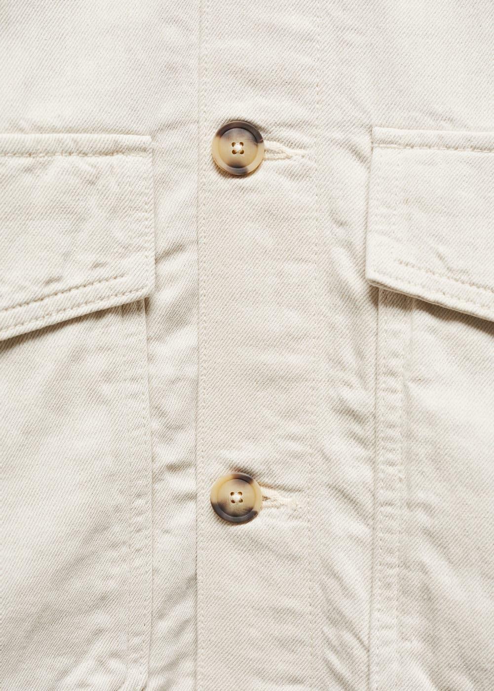 MANGO MAN - Linen cotton overshirt with pockets ecruMen Product Image