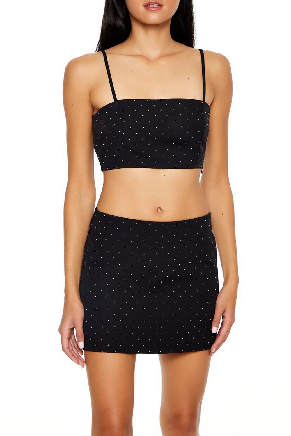 Rhinestone Cropped Cami & Mini Skirt Set | Forever 21 Product Image