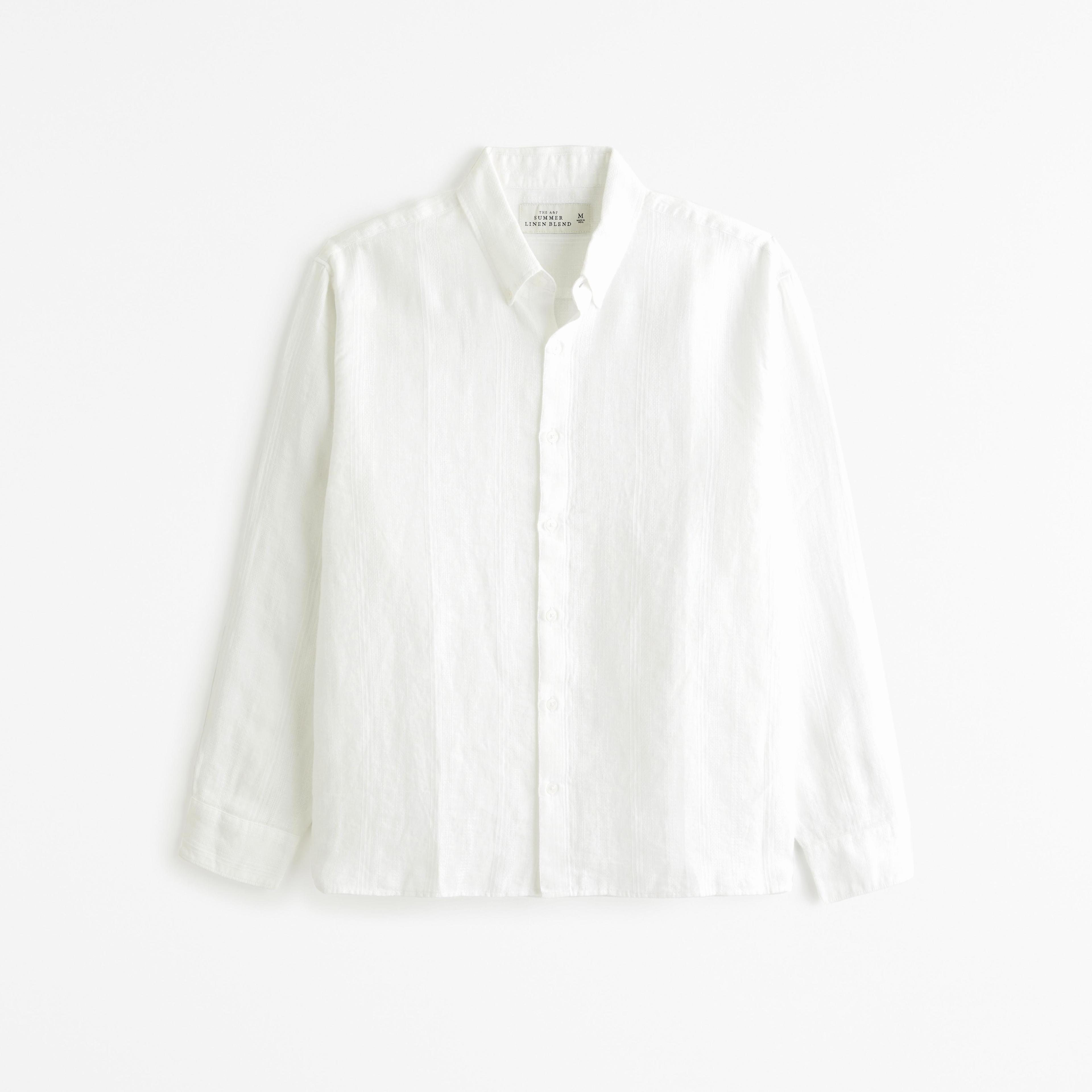 Summer Linen-Blend Button-Up Shirt Product Image