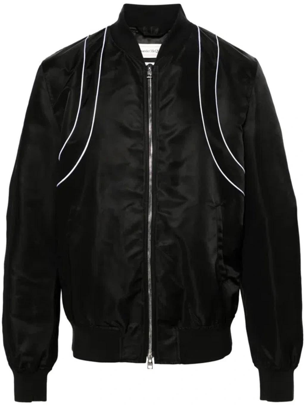 Piped Bomber Jacket In Black Product Image