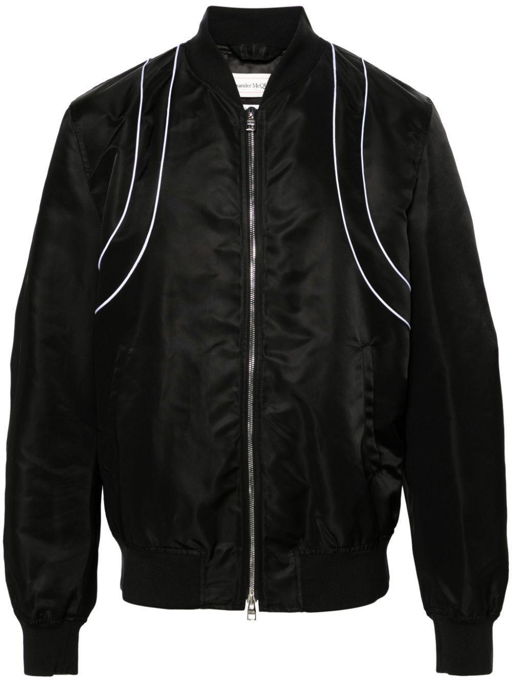 Piped Bomber Jacket In Black Product Image