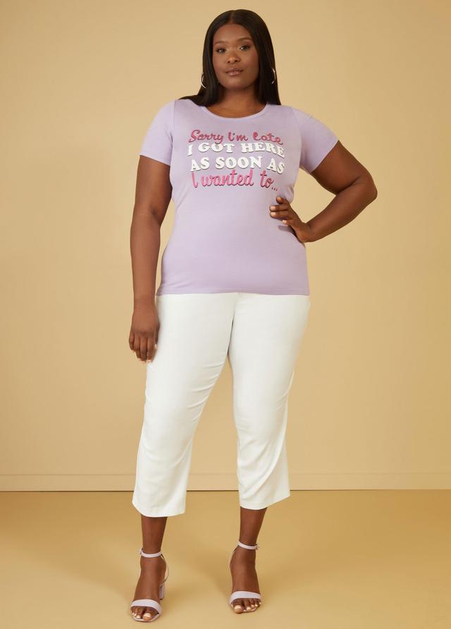 Plus Size Late Glittered Graphic Tee Ashley Stewart Product Image