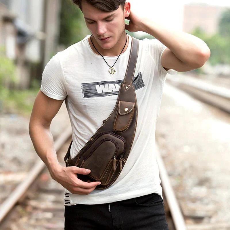 Perfect Leather Chest Pack Men's Leather Sling Bag Chest Bag Male Product Image