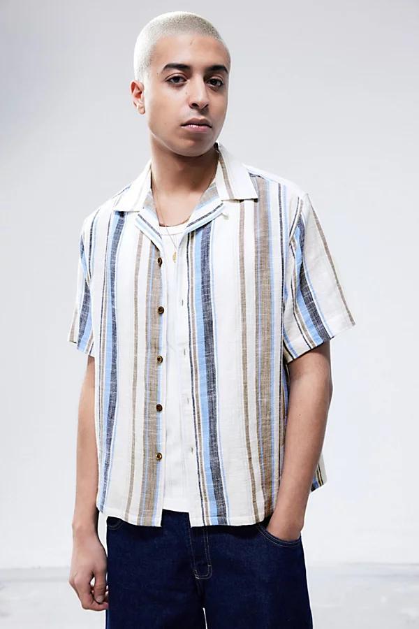 BDG Blue Stripe Gauze Short-Sleeved Shirt Top Mens at Urban Outfitters Product Image