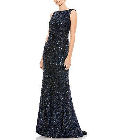 Womens Sequin Sleeveless Sheath Gown Product Image