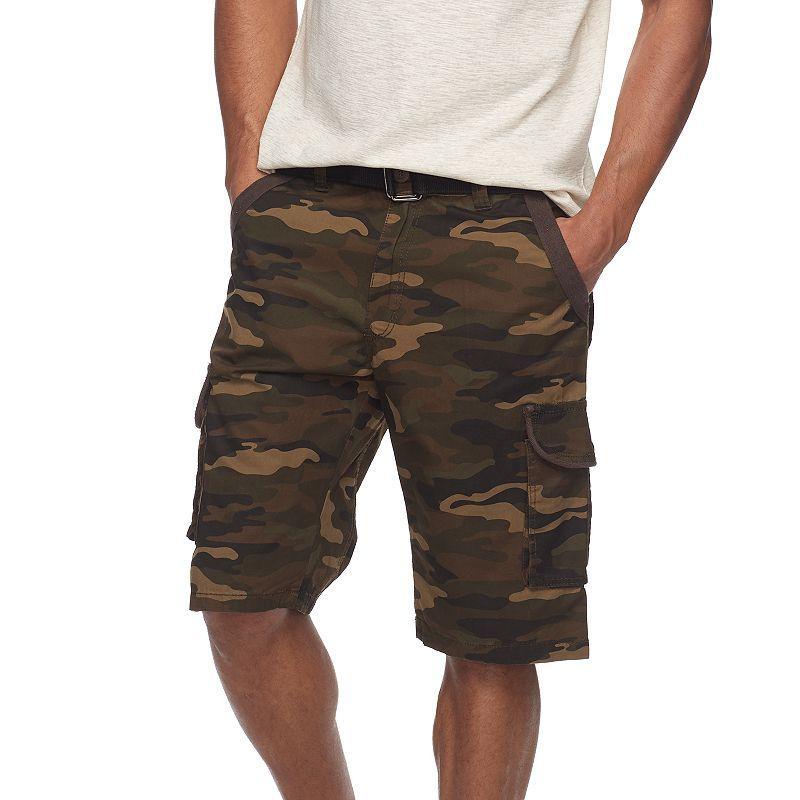 Mens RawX Regular-Fit Belted Cargo Shorts Grey Product Image