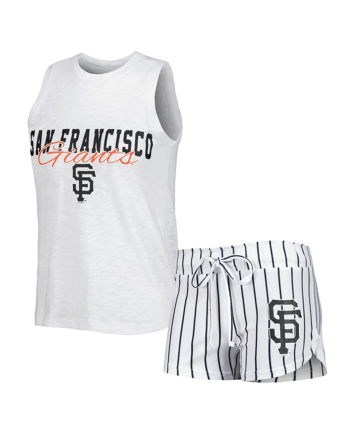 Womens Concepts Sport White San Francisco Giants Reel Pinstripe Tank Top & Shorts Sleep Set at Nordstrom, Size Small Product Image