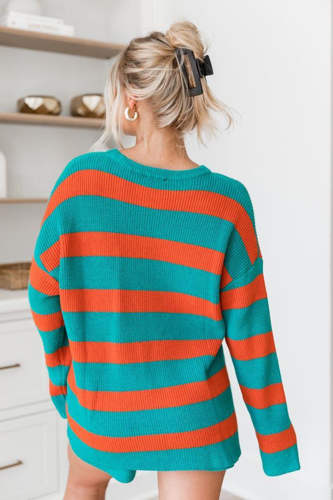 Sign Of The Times Teal And Rust Striped Sweater Set Product Image