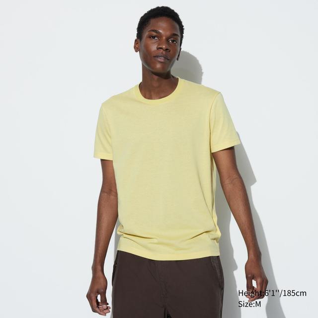 Mens Dry Color Crew Neck T-Shirt with Quick-Drying Yellow XS UNIQLO US Product Image