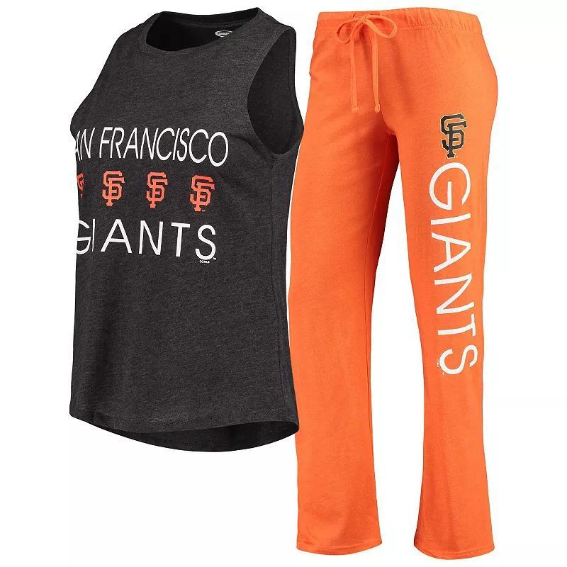 Womens Concepts Sport /Black San Francisco Giants Meter Muscle Tank Top & Pants Sleep Set Product Image