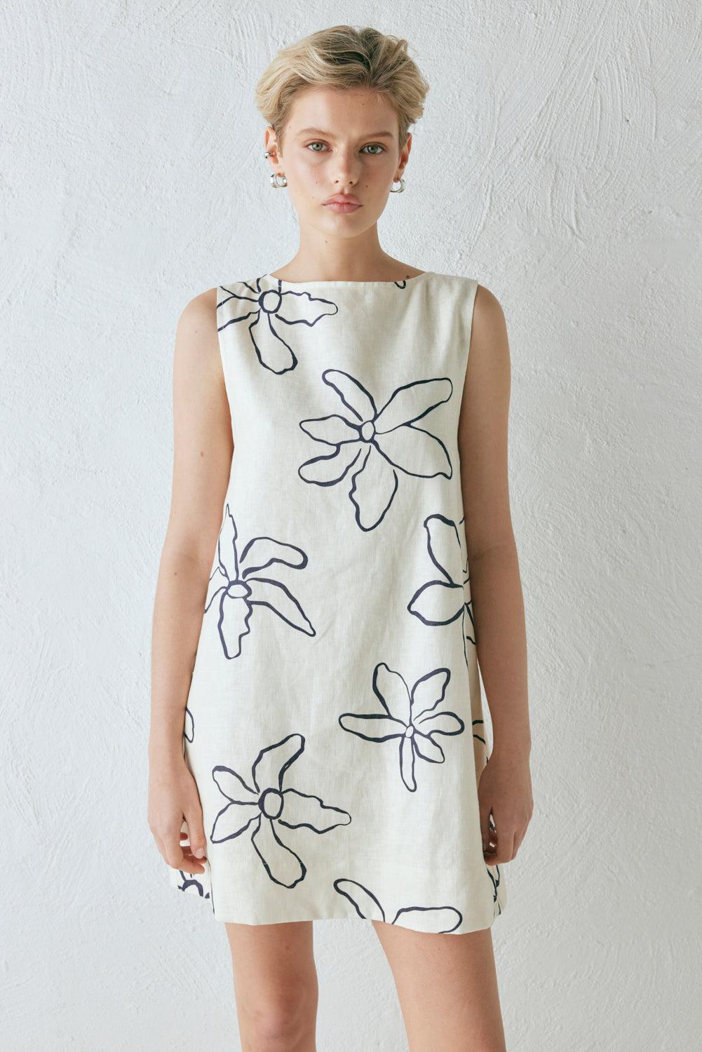 Aftersun Linen Mini Dress Fleur Product Image