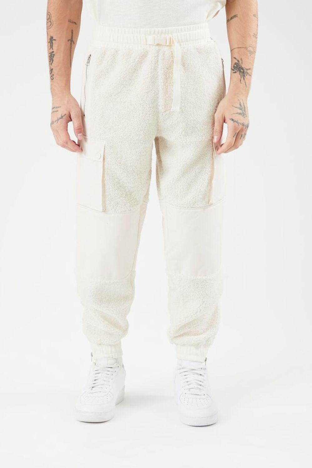 Faux Shearling Mixed Media Joggers | Forever 21 Product Image