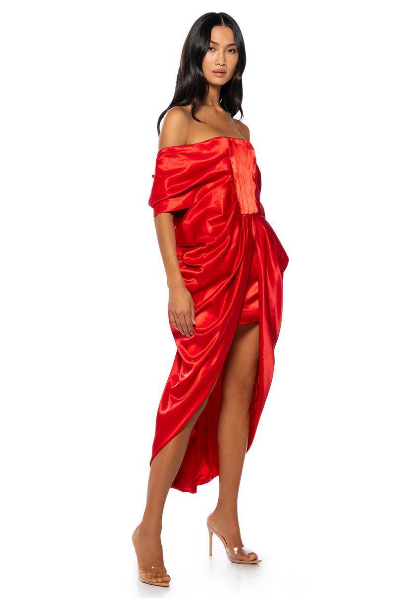 SEALED WITH A KISS SATIN MIDI DRESS Product Image