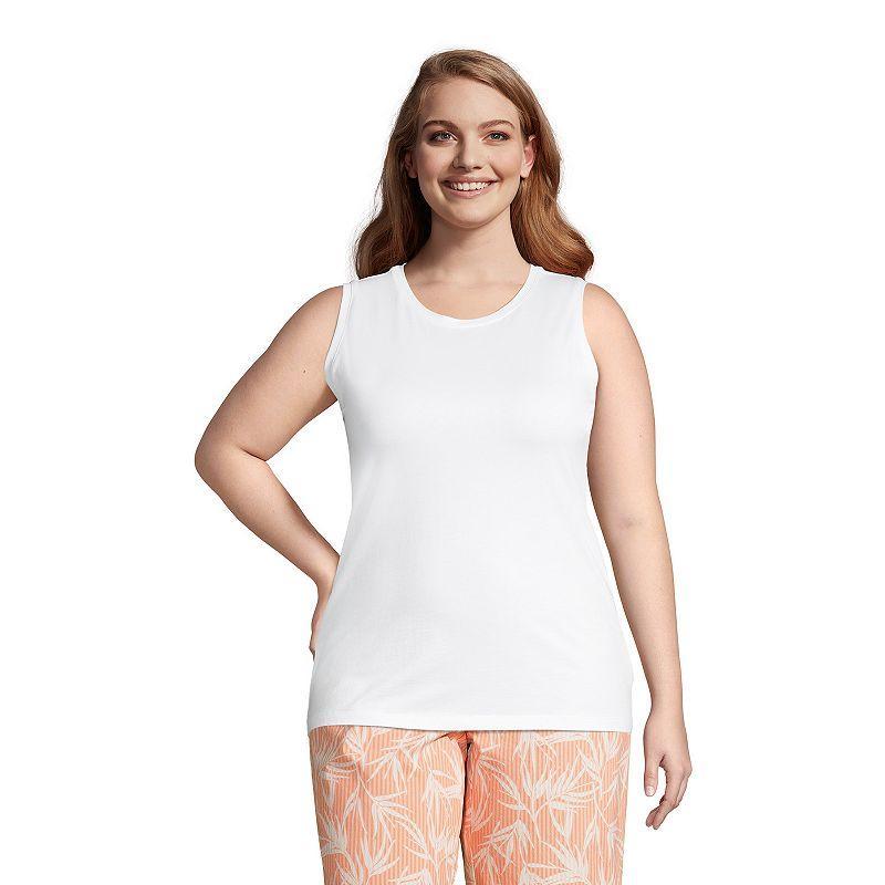 Lands End Plus Size Supima Cotton Crew Neck Tank Top Product Image