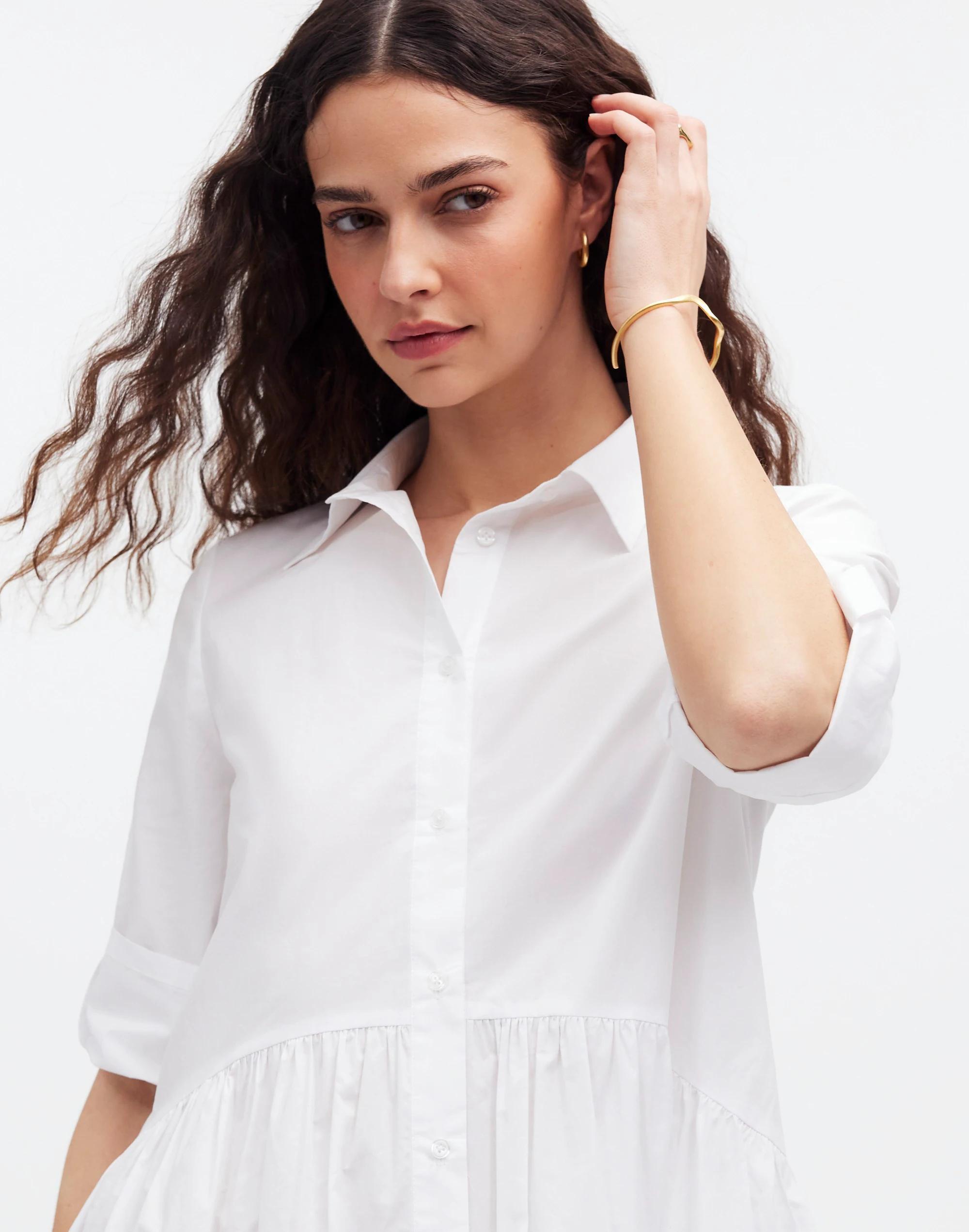 Button-Front Mini Shirtdress in Poplin Product Image