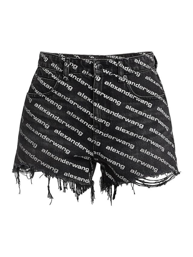 Womens Bite Logo Print Denim Shorts Product Image