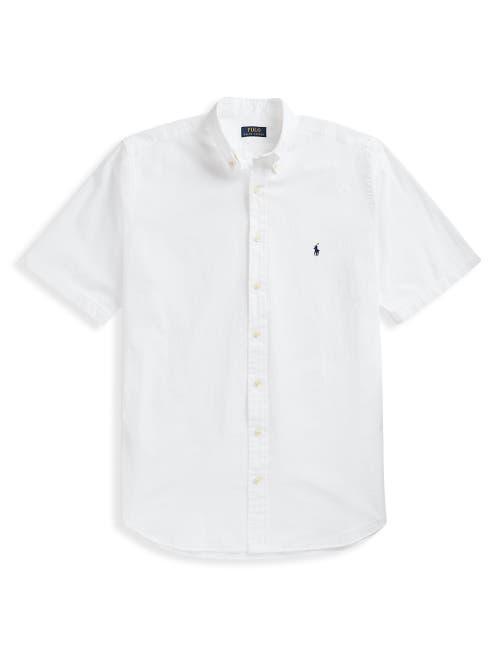 Men's Big & Tall Lightweight Linen Shirt In White Product Image