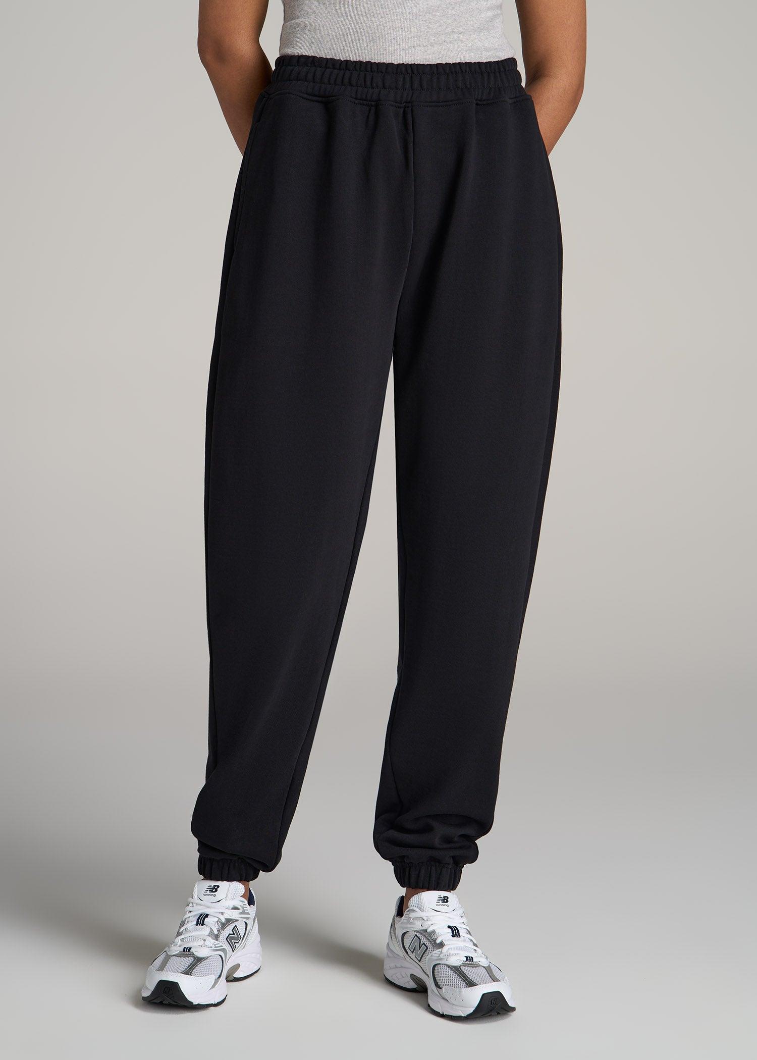 Wearever Oversized French Terry Joggers for Tall Women in Black Product Image