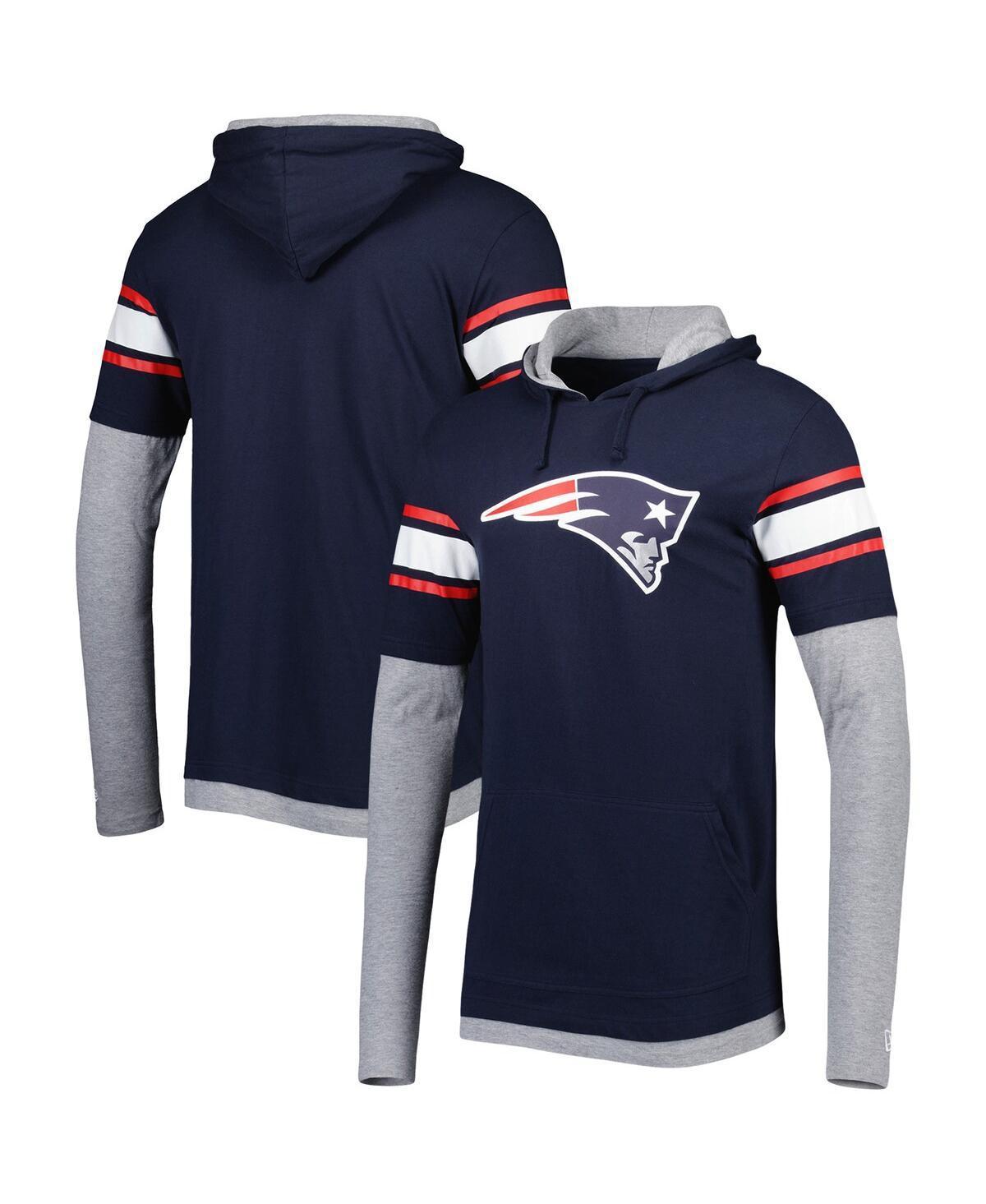 Mens New Era Navy New England Patriots Long Sleeve Hoodie T-shirt Product Image