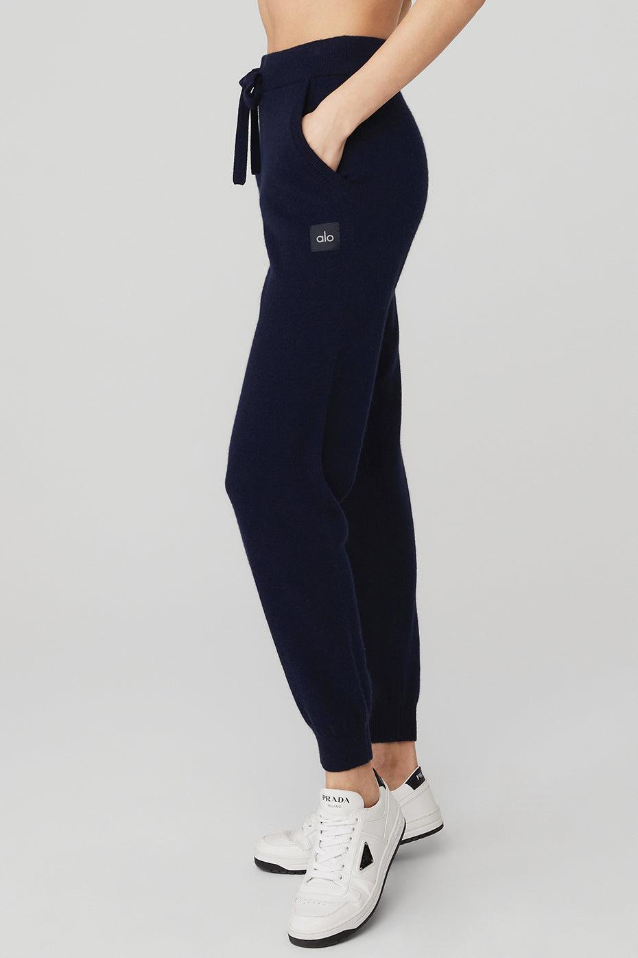 High-Waist Cashmere Jet Set Pant - Navy Product Image