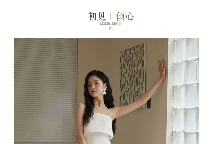 Strapless Plain Midi A-Line Wedding Dress Product Image