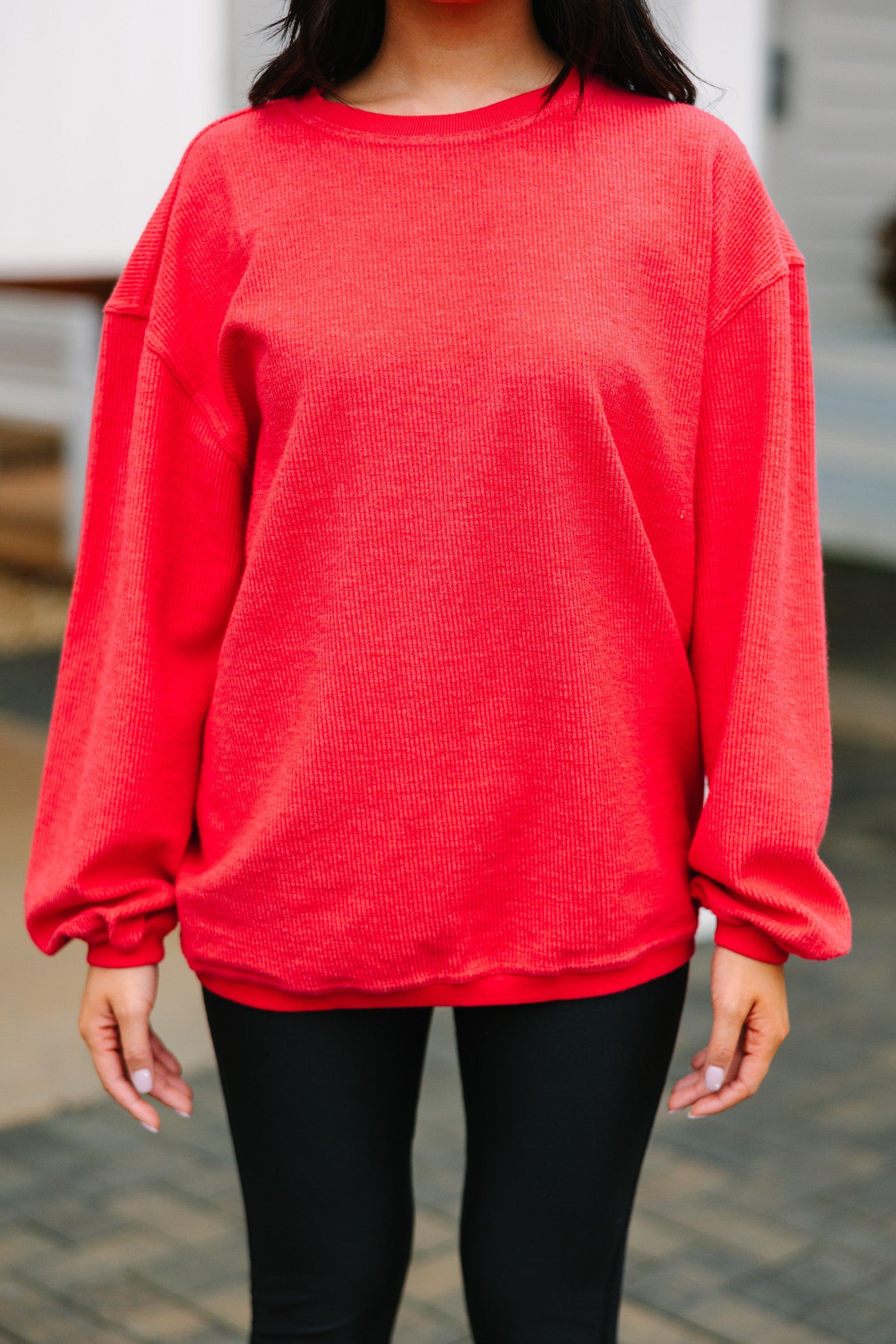 Get Together Red Corded Sweatshirt Female Product Image