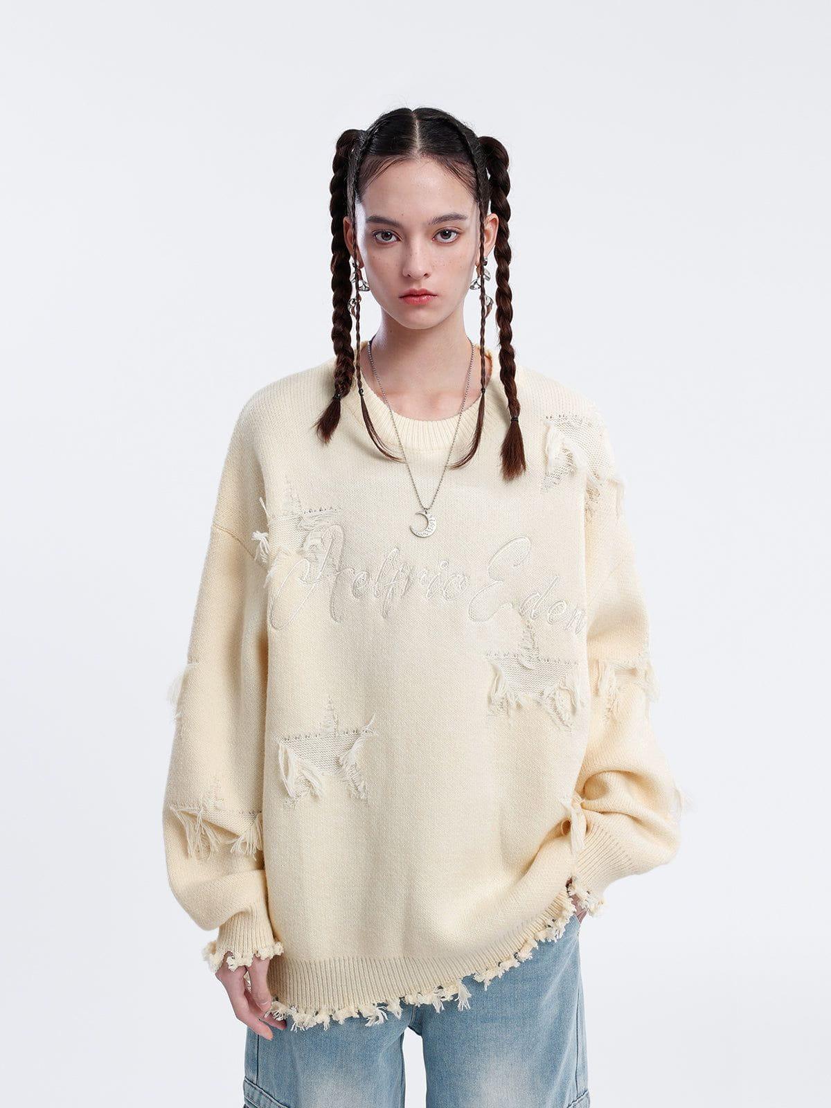 Aelfric Eden Star Distressed Fringe Sweater Product Image