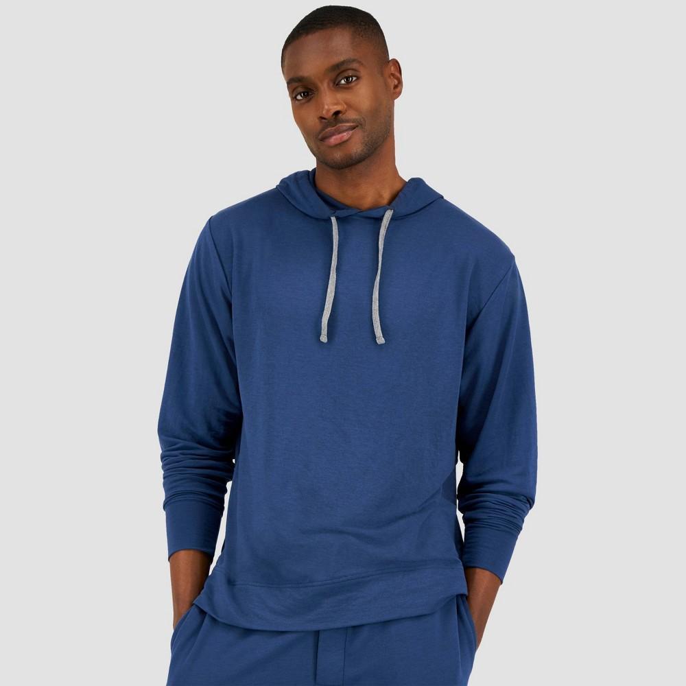 Hanes Premium Mens Long Sleeve Pajama Hoodie - Blue Denim S Product Image