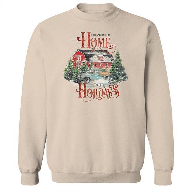 Mens Theres No Place Like Home Fleece Sweatshirt Beige Product Image