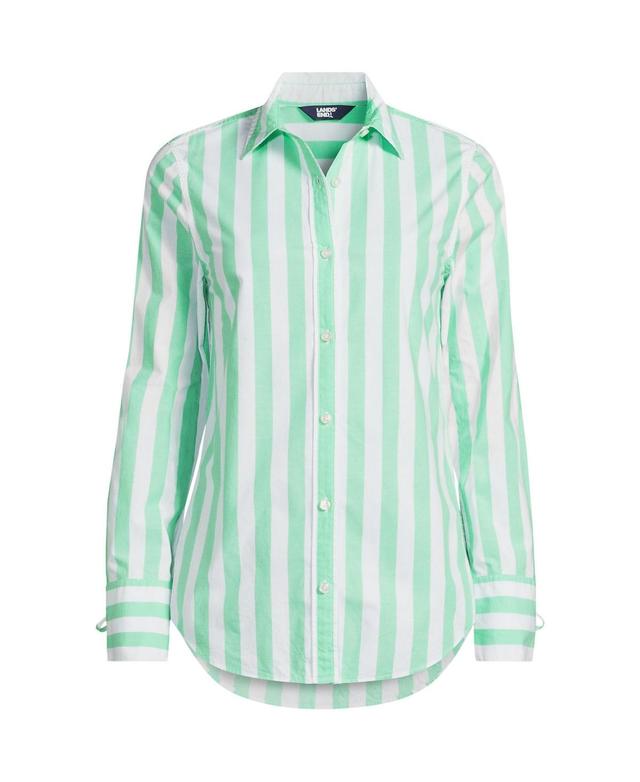 Womens Lands End Poplin Tie Sleeve Shirt Product Image