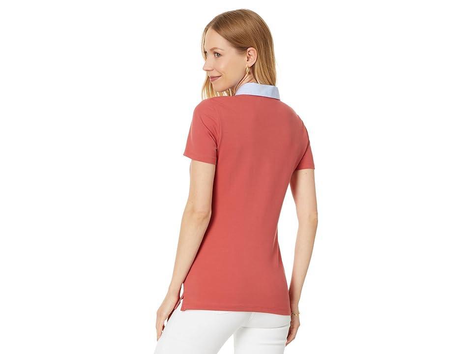 Tommy Hilfiger Womens Striped-Collar Polo Shirt Product Image