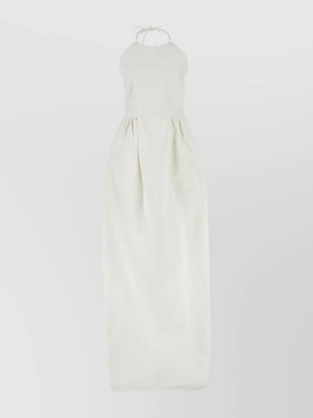 MAX MARA Denim Dress Europa Slit Waist Neck In White Product Image