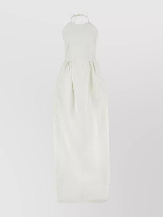 MAX MARA Denim Dress Europa Slit Waist Neck In White Product Image