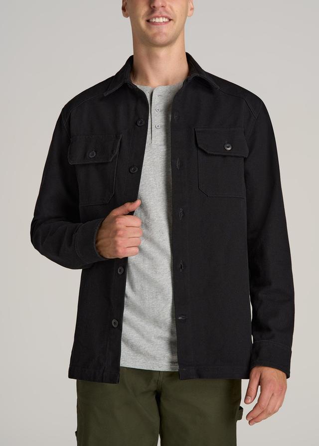 LJ&S Canvas Shirt Jacket for Tall Men in Black Male Product Image