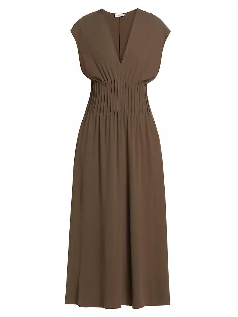 Vince Pintuck V-Neck Dress Women's Dress Product Image