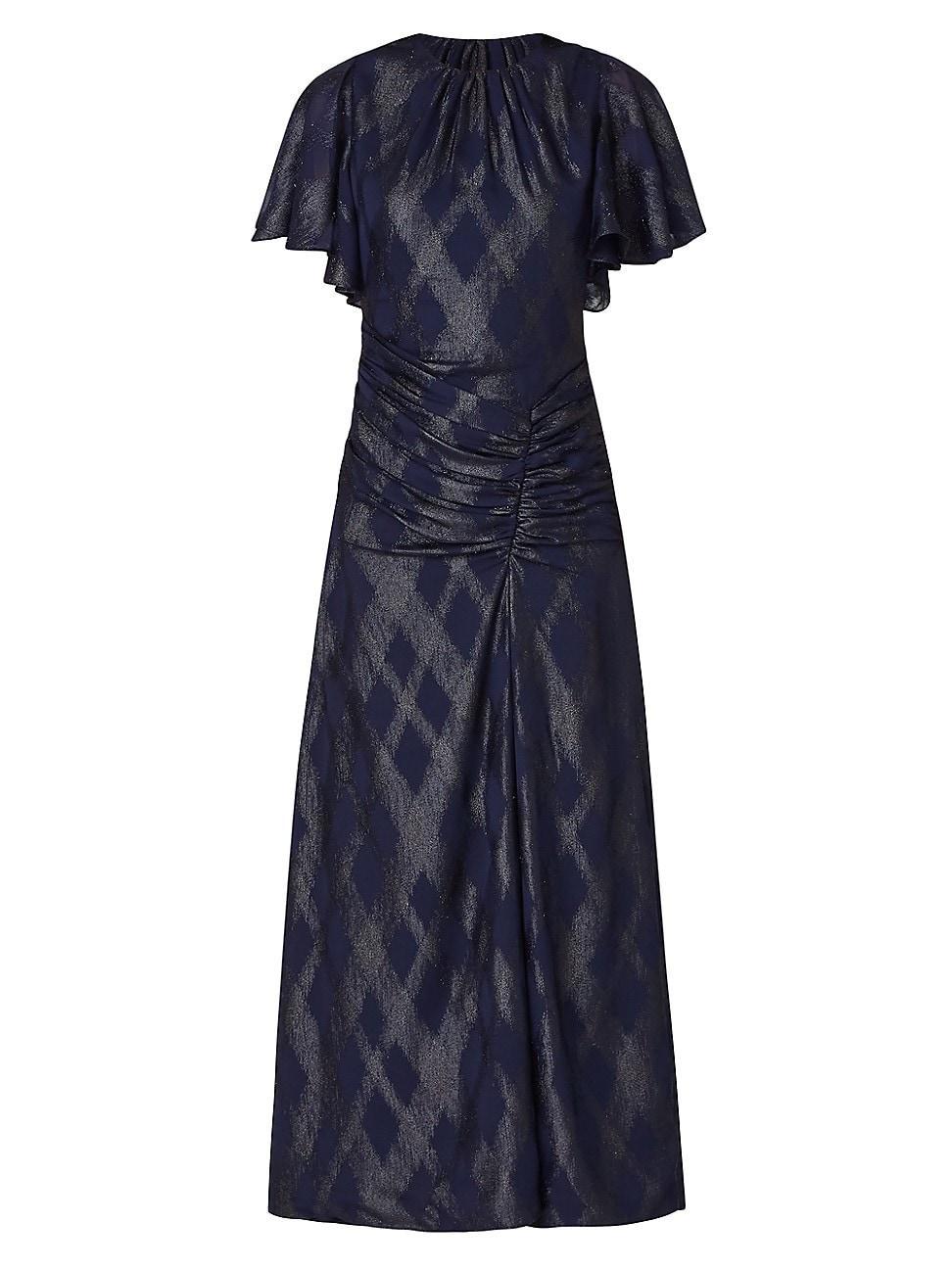 Womens Prisma Ruched Plaid Maxi Dress Product Image