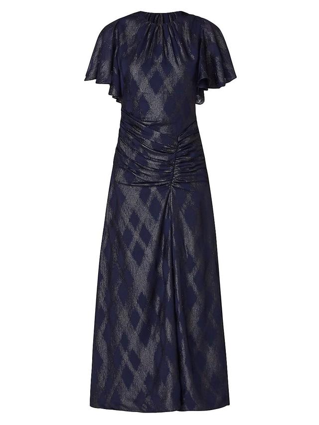 Womens Prisma Ruched Plaid Maxi Dress Product Image