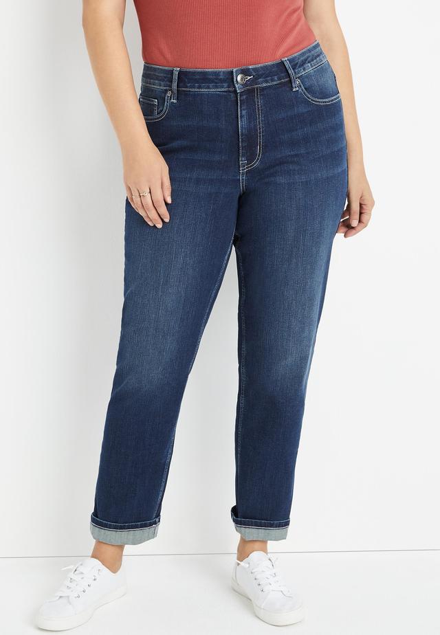 Maurices Plus Size Jeans Womens Jeans Classic Straight Curvy High Rise Jean Blue Denim Product Image