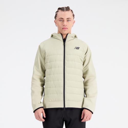 New Balance Mens New Balance Tech Fleece Hybrid Jacket - Mens Beige Product Image