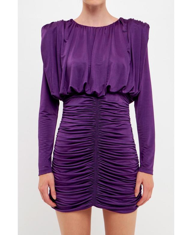 Endless Rose Fluid Shoulder Pad Long Sleeve Minidress in Purple at Nordstrom, Size Small Product Image