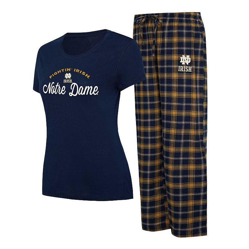 Womens Concepts Sport /Gold Notre Dame Fighting Irish Arctic T-Shirt & Flannel Pants Sleep Set Blue Product Image