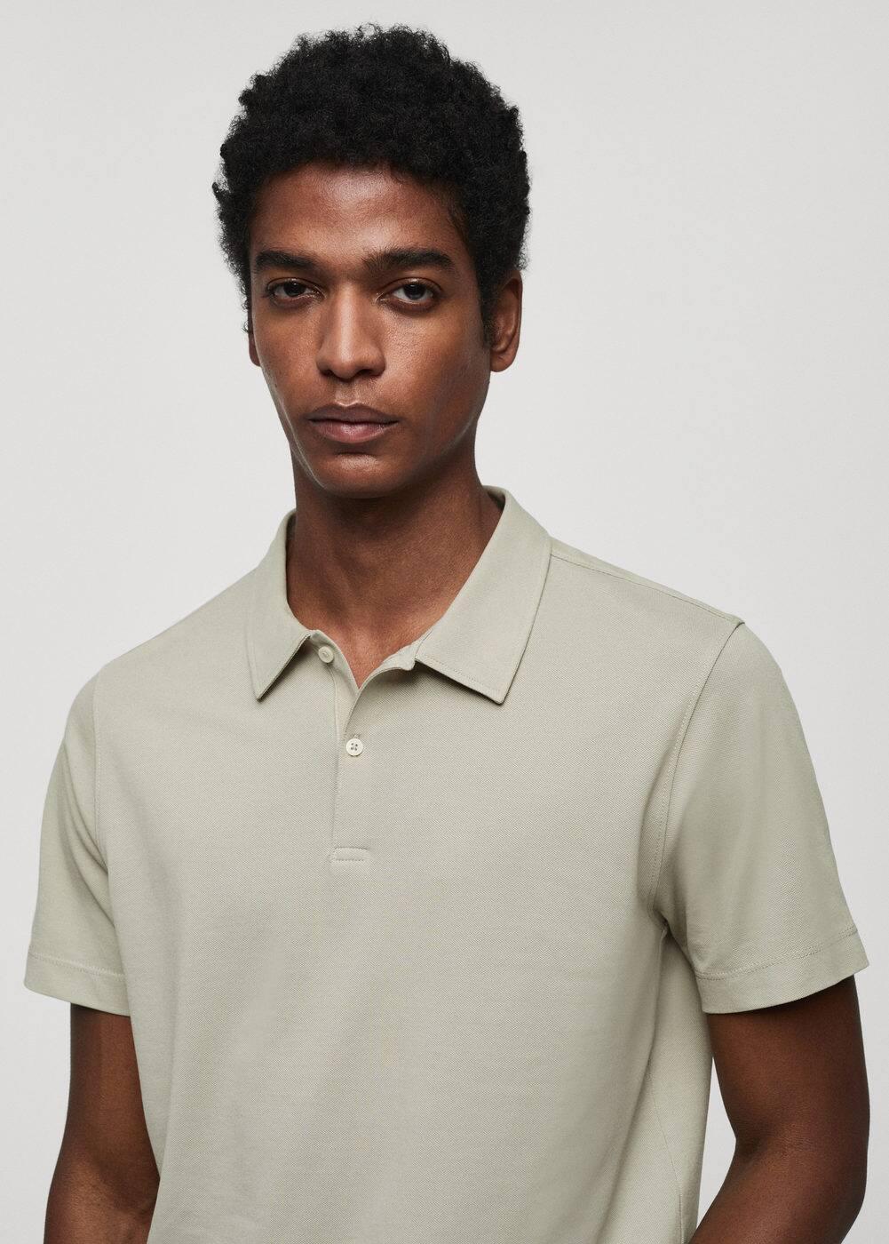 MANGO MAN - Slim-fit textured cotton polo shirt pastel greenMen Product Image