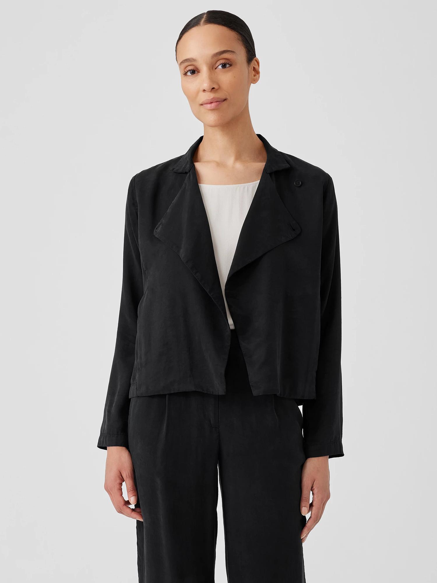 EILEEN FISHER Sandwashed Twill Stand Collar Jacketfemale Product Image