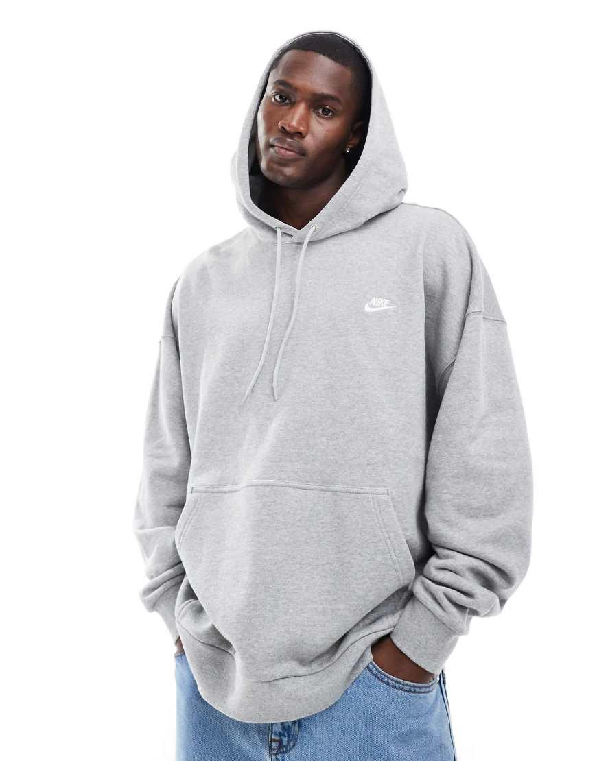 NIKE Club French Terry Oversized Hoodie In Gray Product Image