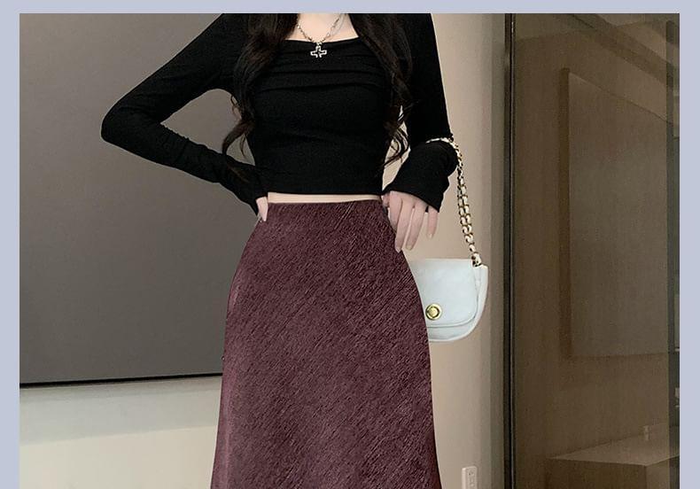 High Waist Plain Maxi Mermaid Skirt Product Image