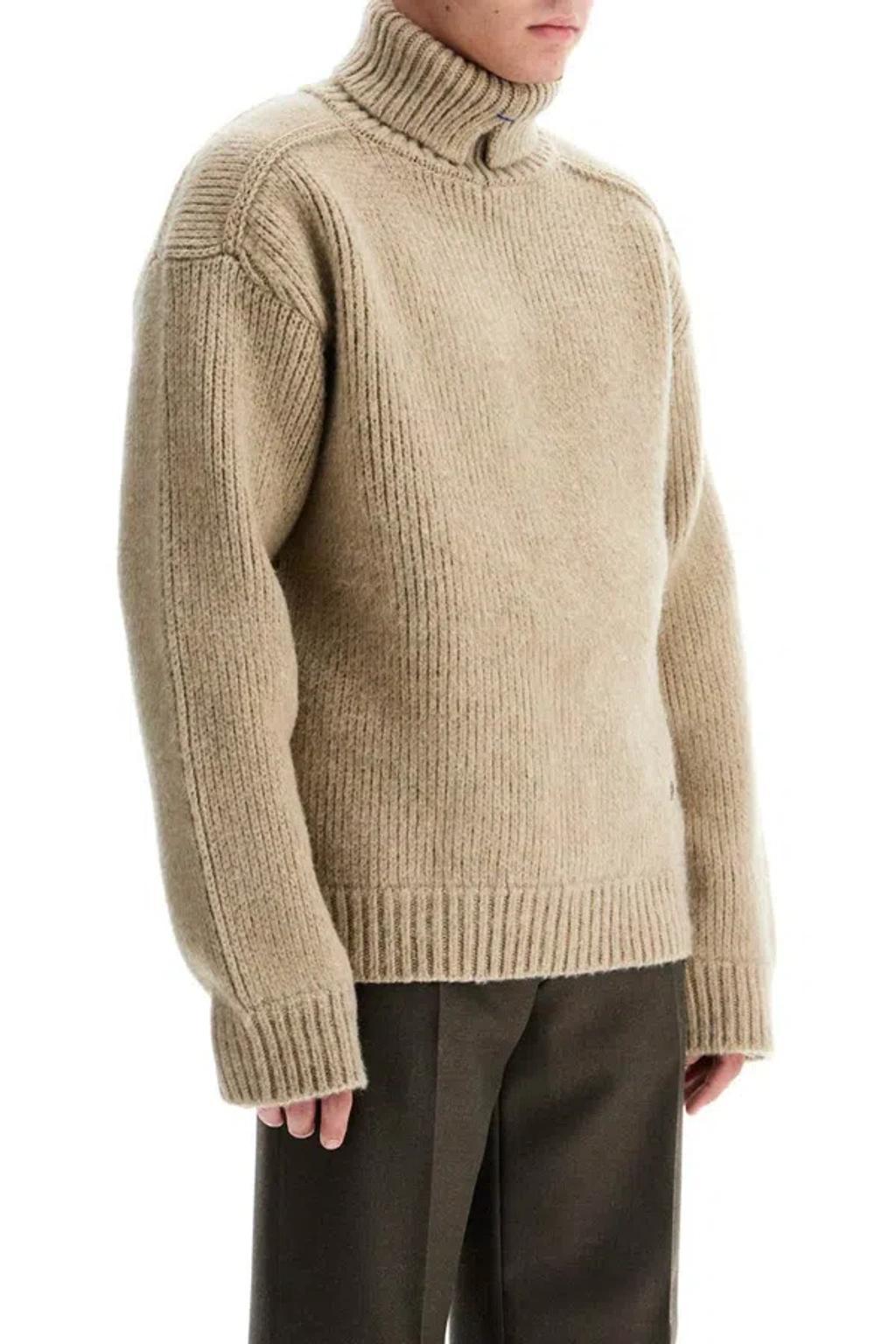 BURBERRY High-neck Wool And Cashmere Pullover Sweater In Beige Product Image