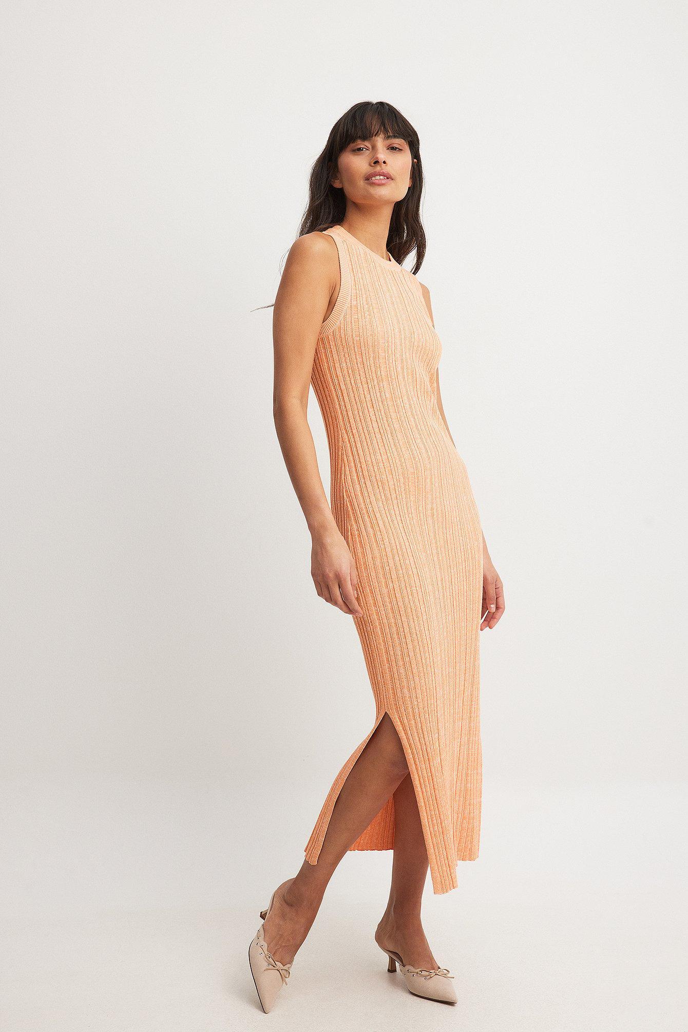 Knitted Ribbed Sleeveless Midi Dress Product Image